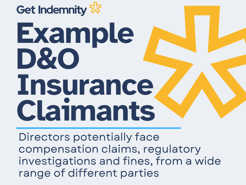 Example directors and officers (D&O) insurance claimants - directors face compensation claims, regulatory investigations and fines