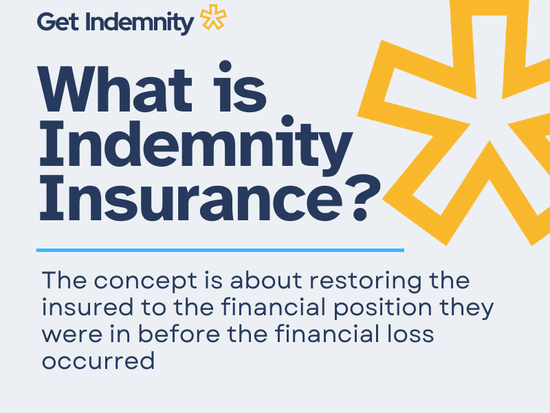 What is Indemnity Insurance? The concept is about restoring the the insured to the same financial position they were before the loss